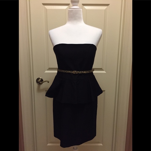 City Studio Dresses & Skirts - City Studio Strapless Belted Peplum Mini Dress
